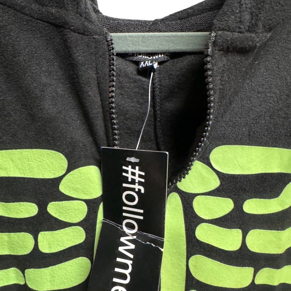 NWT #followme Unisex Skeleton Bodysuit XXL, Glow Green Bones! Cosplay, Pajamas - Picture 8 of 12